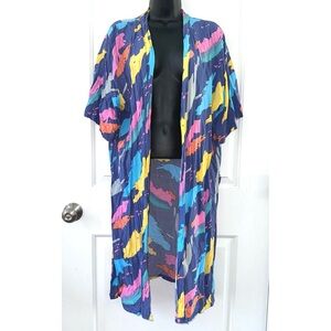 Sunshine & Rodeos Colorful Short sleeve duster shawl
